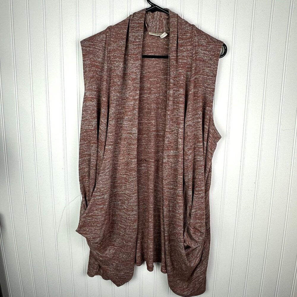 LOGO Lori Goldstein Sleeveless Cardigan Spacedye Drape Front size Large